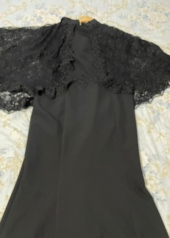 Siyah Dantel Uzun Kollu Abiye Elbise - Görsel 2