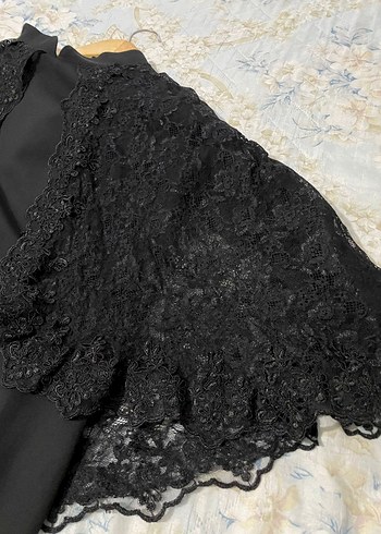 Siyah Dantel Uzun Kollu Abiye Elbise - Görsel 3