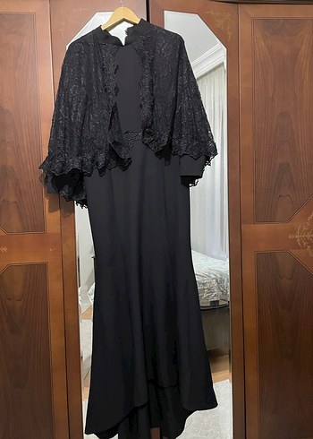 Siyah Dantel Uzun Kollu Abiye Elbise - Görsel 6