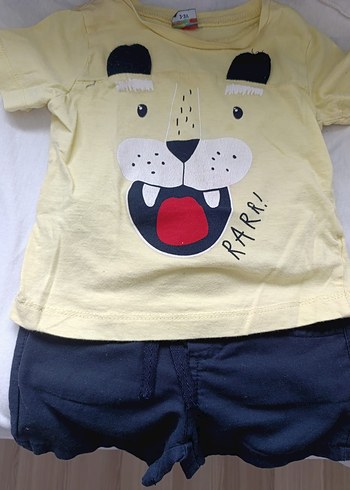 1-2 yaş uyumlu Sarı Baskılı Kısa Kollu Erkek Bebek Takımı - Görsel 4