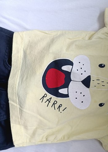 1-2 yaş uyumlu Sarı Baskılı Kısa Kollu Erkek Bebek Takımı - Görsel 5