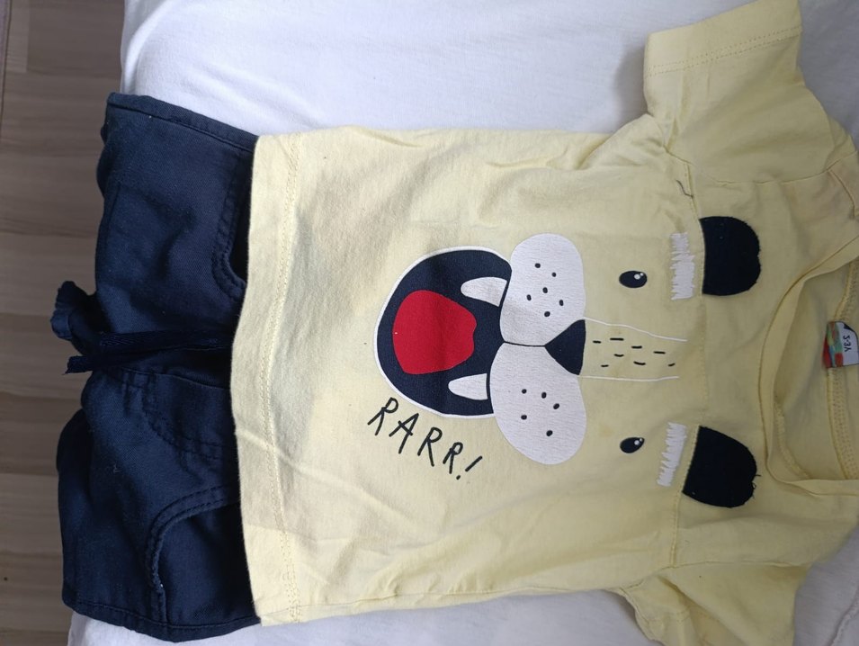 1-2 yaş uyumlu Sarı Baskılı Kısa Kollu Erkek Bebek Takımı - Görsel 5