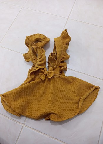 Özel dikim hardal sarısı i Fırfırlı Kız Çocuk Elbisesi - Görsel 6