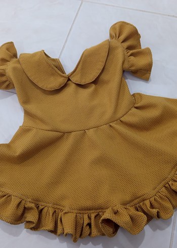Özel dikim Sarı Fırfır Detaylı Kız Çocuk Elbise - Görsel 4