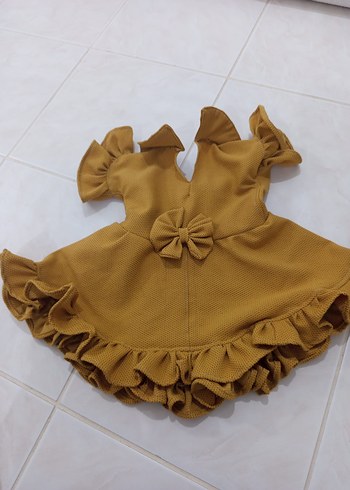 Özel dikim Sarı Fırfır Detaylı Kız Çocuk Elbise - Görsel 2