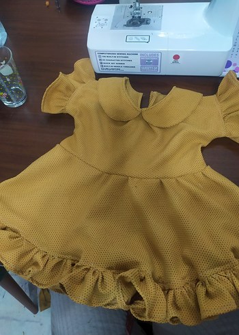 Özel dikim Sarı Fırfır Detaylı Kız Çocuk Elbise - Görsel 6