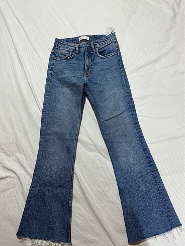 34 Beden lacivert Renk zara ispanyol paça flare jean