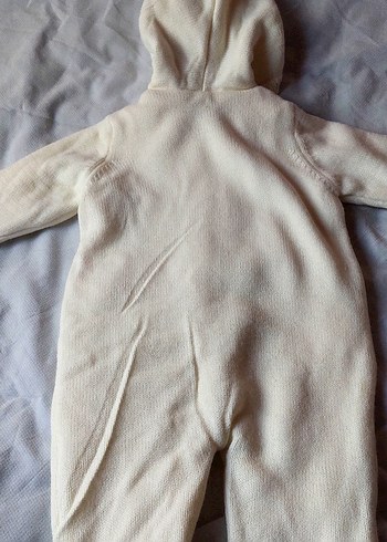 Nakışlı örgü beyaz kız bebek tulumu - Görsel 3