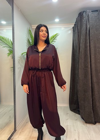 Mürdüm rengi saten ikili Takım - Görsel 4