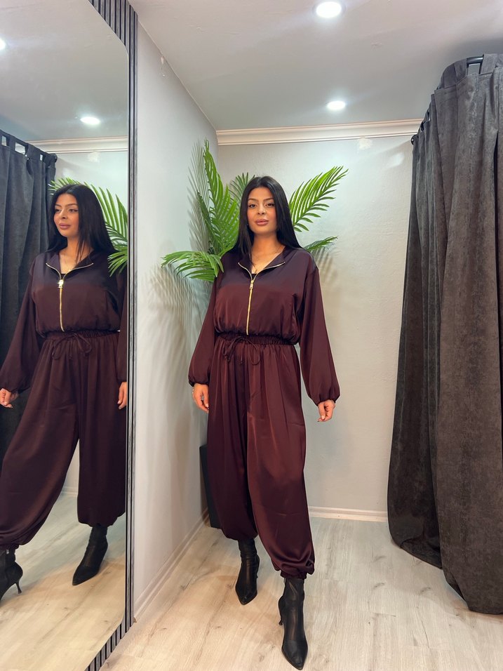 Mürdüm rengi saten ikili Takım - Görsel 2