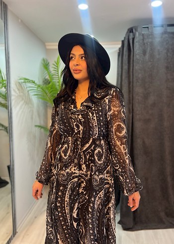 Siyah Bohem Uzun Kollu V Yaka Elbise - Görsel 3