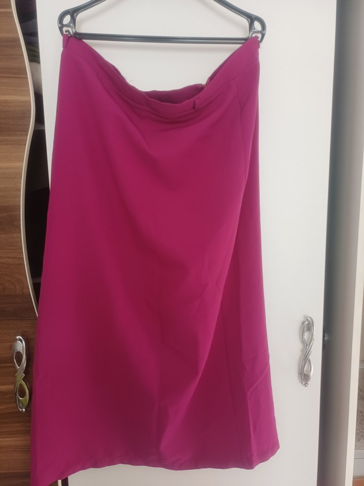 Drapeli Pembe Uzun Kadın Etek - Görsel 2