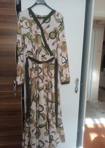 Bohem Çok Renkli Yılan Desenli Uzun Elbise - Görsel 2