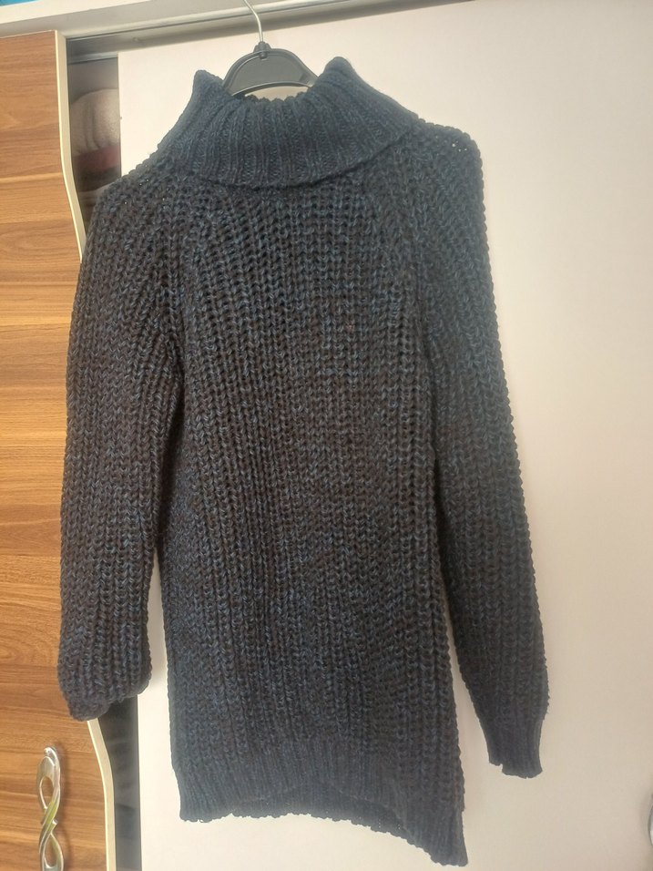 Gri Kadın Boğazlı Örgü Kazak - Görsel 2