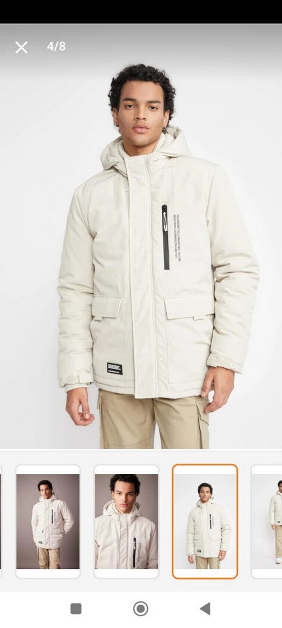 Fermuarlı Beyaz Erkek Midi Mont - Görsel 3