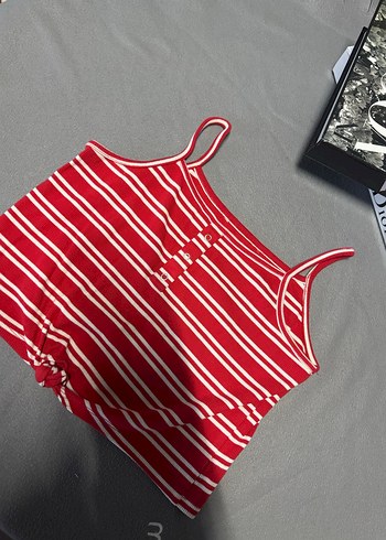 Kız Çocuk Kırmızı Çizgili Atlet - Görsel 3