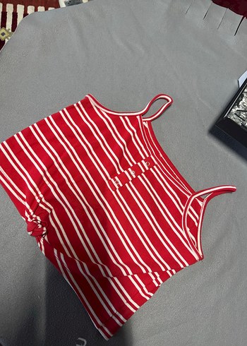 Kız Çocuk Kırmızı Çizgili Atlet - Görsel 4