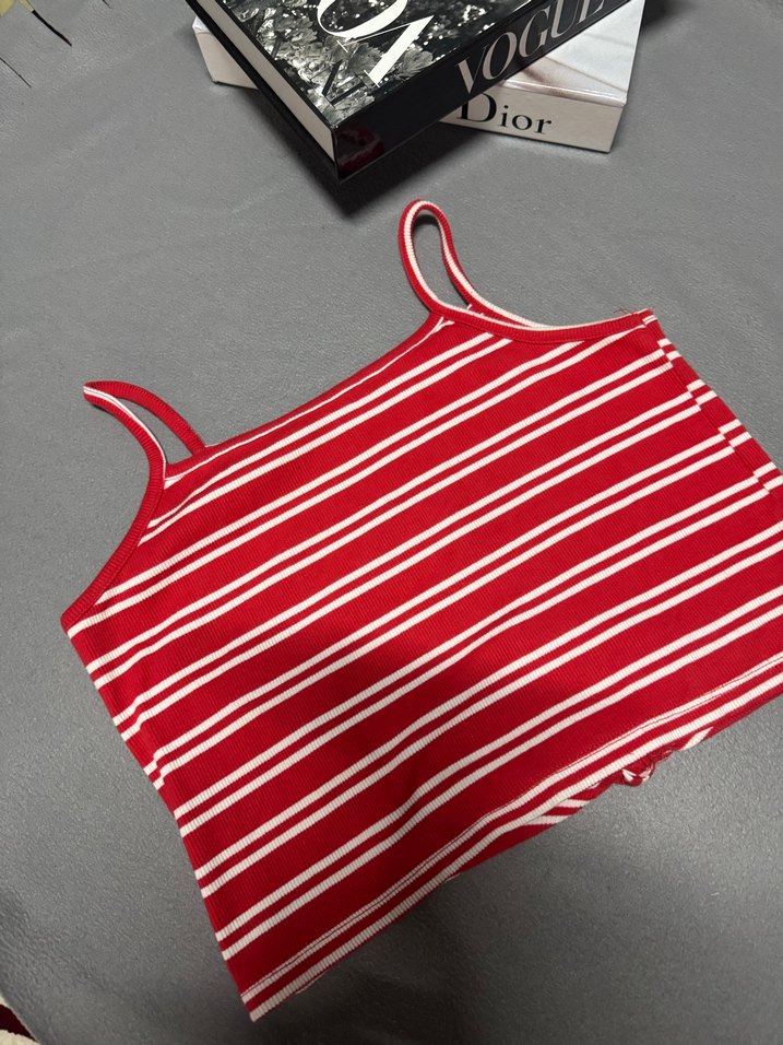 Kız Çocuk Kırmızı Çizgili Atlet - Görsel 2