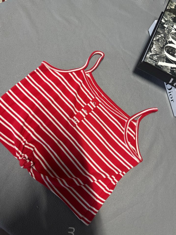 Kız Çocuk Kırmızı Çizgili Atlet - Görsel 3
