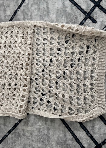 Bej Dantel Detaylı Örgü Uzun Etek - Görsel 3