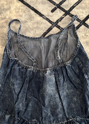 Dantel Detaylı Kısa Kot Tulum - Görsel 3