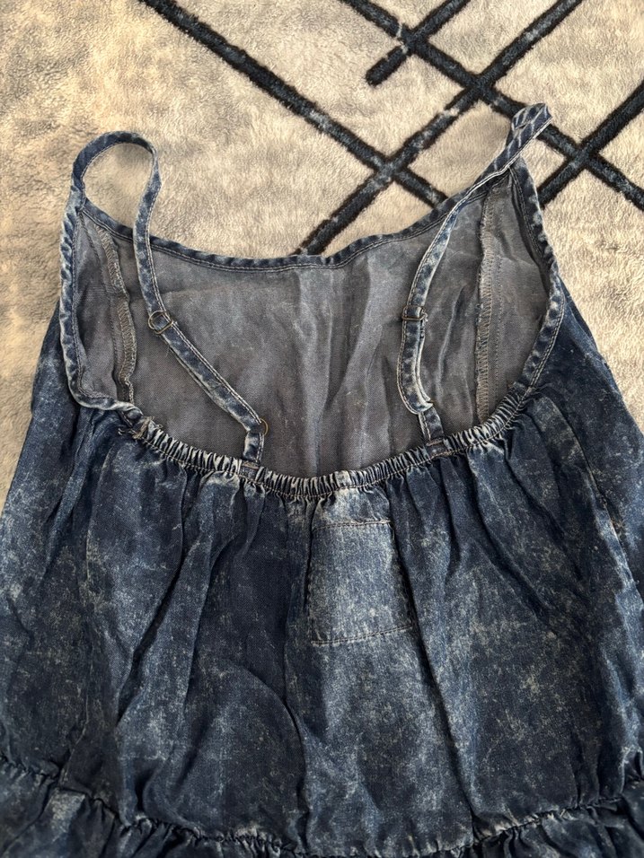 Dantel Detaylı Kısa Kot Tulum - Görsel 3