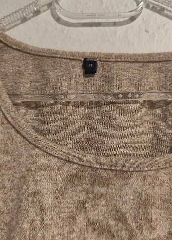Bej Uzun Kollu Kadın Kısa Triko crop - Görsel 2