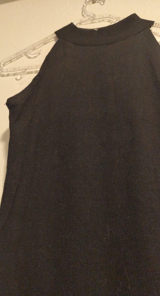 Siyah Yüksek Yakalı Uzun Kadın Elbise - Görsel 2