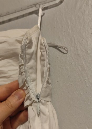 Düğmeli Beyaz Straplez Midi Bustiyer - Görsel 4