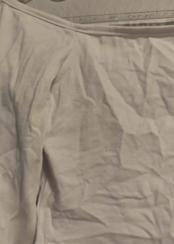 Beyaz Uzun Kollu Kayık Yaka crop Bluz - Görsel 2