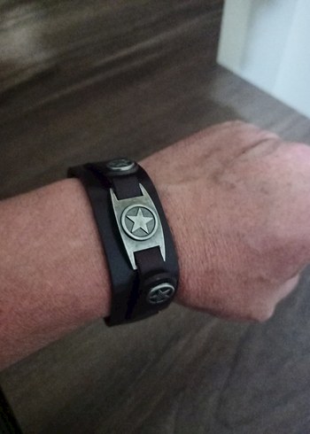 Siyah Biker Erkek orjinal deri bileklik - Görsel 4