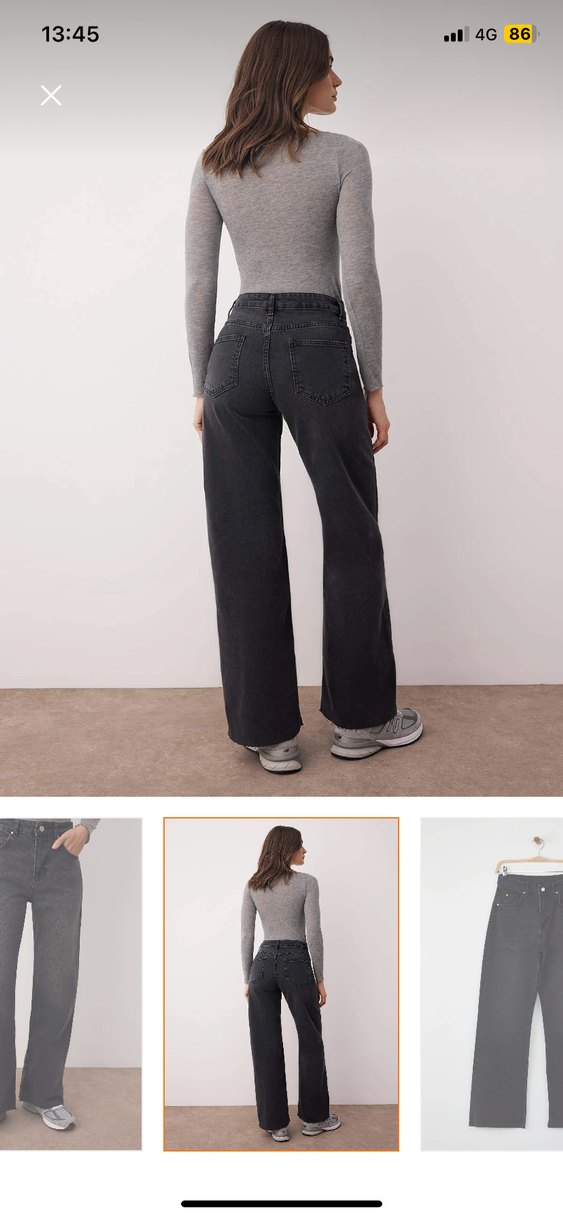 Gri Regular Fit Kadın Midi Denim Pantolon - Görsel 2