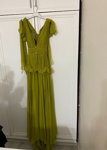 Sarı Nakışlı Bohem Uzun Elbise - Görsel 4