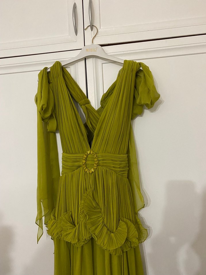 Sarı Nakışlı Bohem Uzun Elbise - Görsel 3