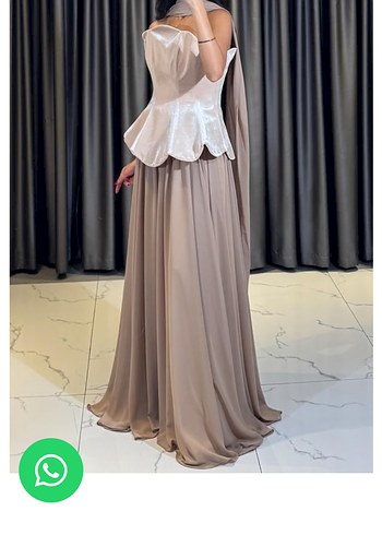 Straplez Bej Uzun Abiye Elbise - Görsel 3