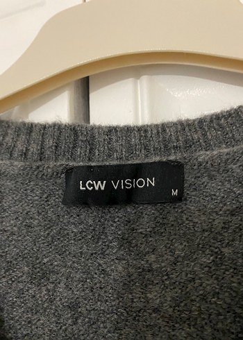 Gri V Yaka Örgü Kadın Süveter - Görsel 2