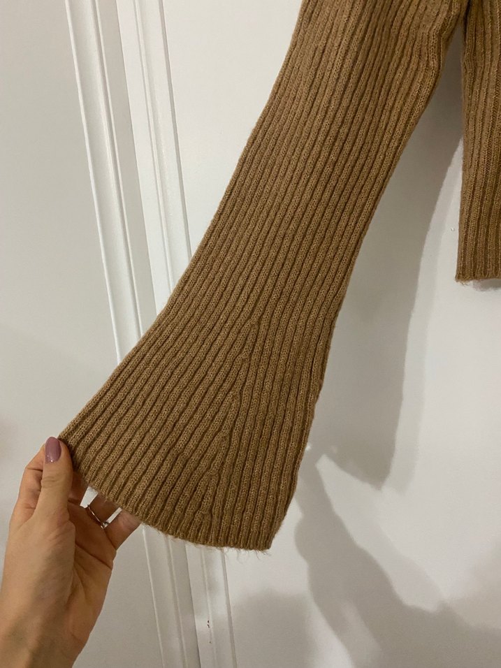 Düğmeli Kahverengi Kadın Hırka - Görsel 2