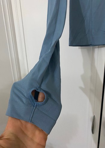 Uzun Kollu Yarım Fermuarlı Mavi Spor Üst - Görsel 2
