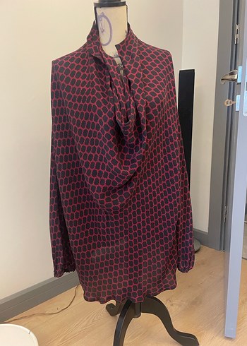 Etro Bordo Drapeli Yüksek Yakalı Hamile Bluzu