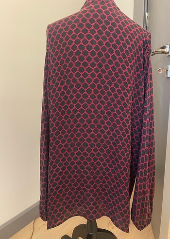 46 Beden bordo Renk Etro Bordo Drapeli Yüksek Yakalı Hamile Bluzu