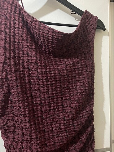 m Beden bordo Renk PULL AND BEAR DANTEL ELBİSE