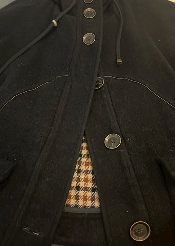 Düğmeli Siyah Midi kaban - Görsel 3