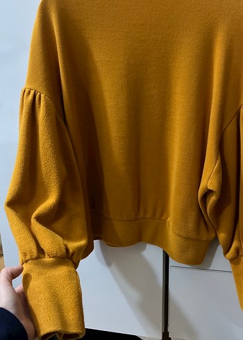 Dilvin Sarı Oversize Kadın Triko Sweatshirt