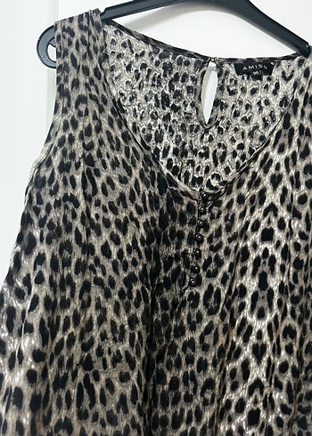 Kadın Gri Leopar Desenli Kolsuz Tulum - Görsel 3