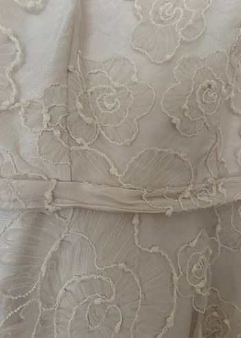 Bej Dantelli Vintage Uzun Abiye Elbise - Görsel 5