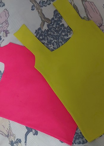 Pembe ve Sarı Kalın Askılı Badi