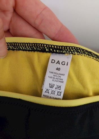 Sarı Siyah kadın tayt Mayo - Görsel 2