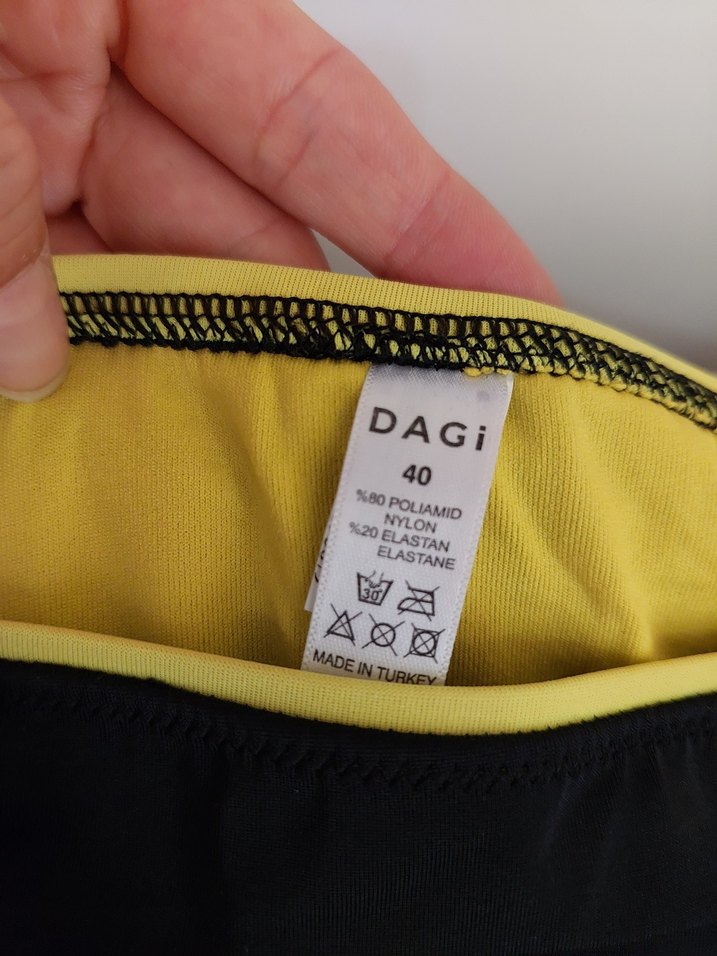 Sarı Siyah kadın tayt Mayo - Görsel 2