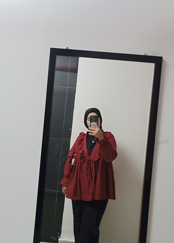 Bordo Midi Boy Bol Kesim Kadın Tunik.