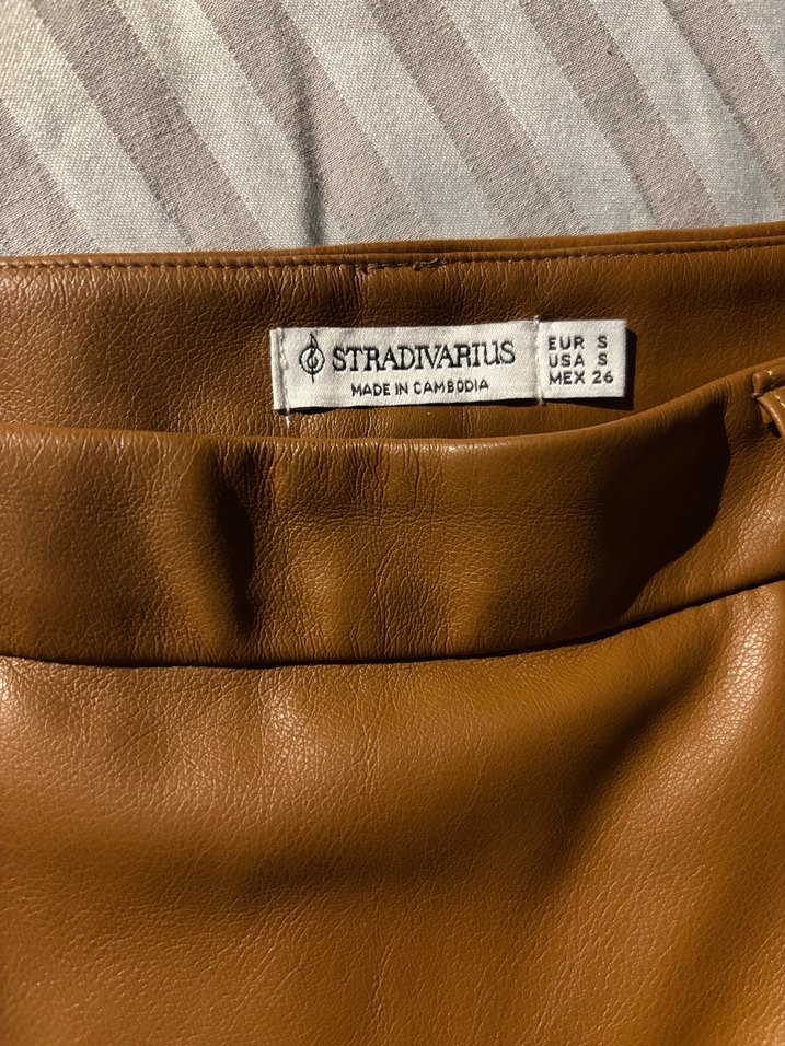 Stradivarius Kahverengi Sunni deri Maxi Etek - Görsel 4